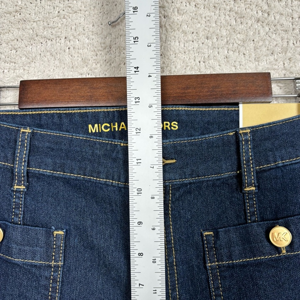 Michael Kors Jeans Womens 14 Blue Selma Crop Wide Leg High Rise Zip‎ Fly Denim - Picture 11 of 14